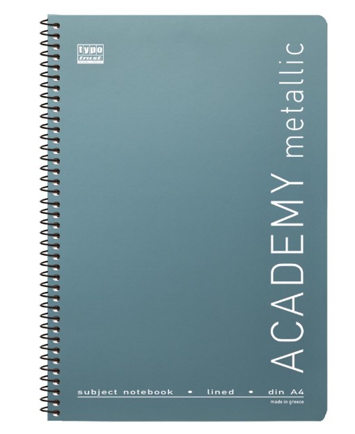 Typotrust Τετράδιο Σπιράλ ''Academy Metallic'' Α4, 4Θ (5 Χρώματα)