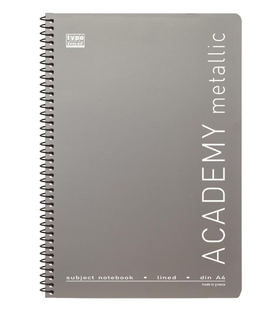 Typotrust Τετράδιο Σπιράλ ''Academy Metallic'' Α4, 4Θ (5 Χρώματα)