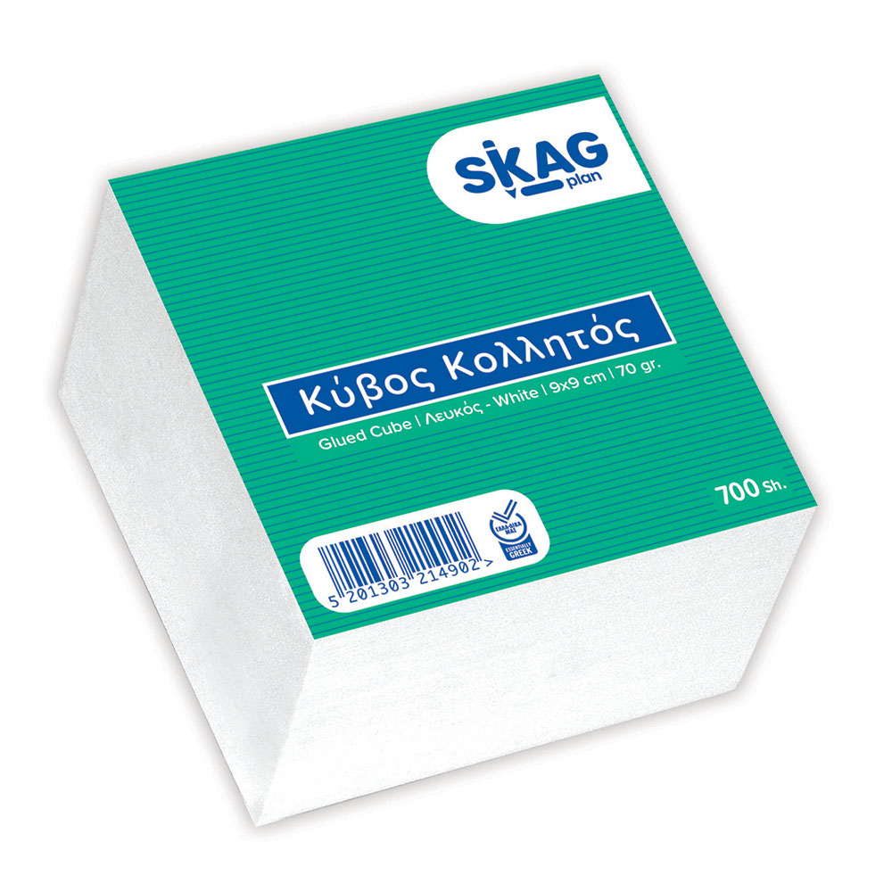 Skag Χαρτάκια Σημειώσεων Κύβοι Κολλητά (Δήλος) 9x9, 700Φ (Λευκό)