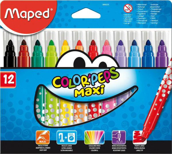 Μαρκαδόροι Color'Peps Maxi Χ12 Χάρτινη Συσκευασία